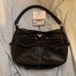 Prada  Black Leather Over the Shoulder